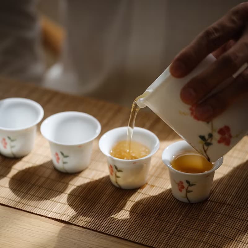 聞說 景德鎮純手繪釉下彩公道杯 朱槿迷蝶