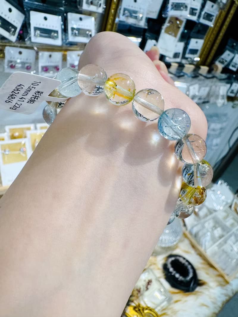 精品自用冰彩托帕石水晶手珠10.5mm41.22g增強表達能力說服力