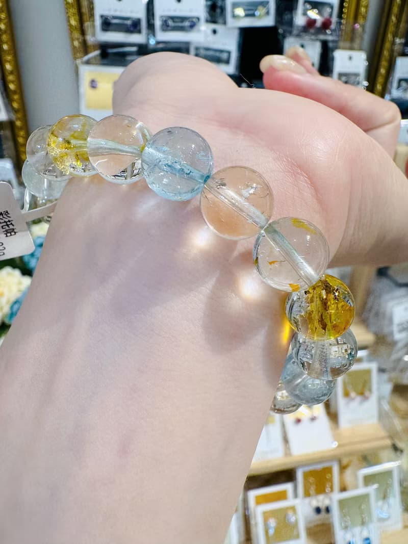 精品自用冰彩托帕石水晶手珠10.5mm41.22g增強表達能力說服力