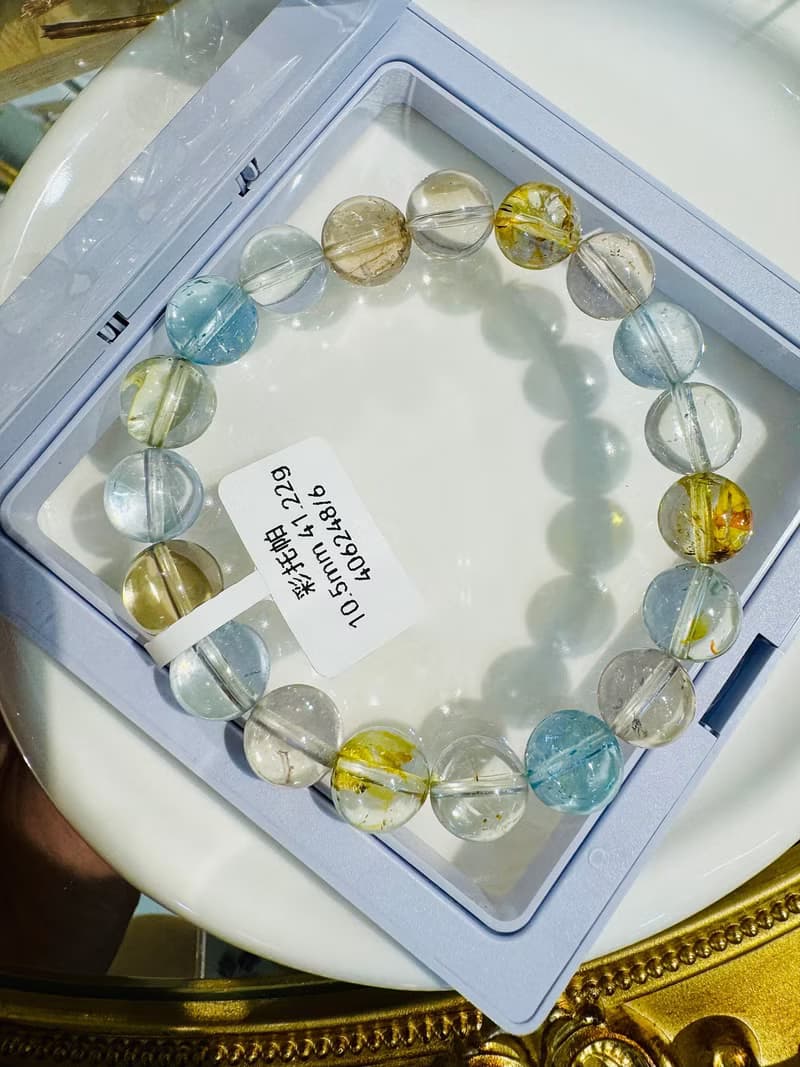 精品自用冰彩托帕石水晶手珠10.5mm41.22g增強表達能力說服力