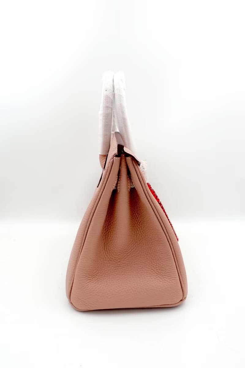 邱比特系列紅心施華洛水晶綴豆沙紅色牛皮手袋 TIMBEE LO手工飾品