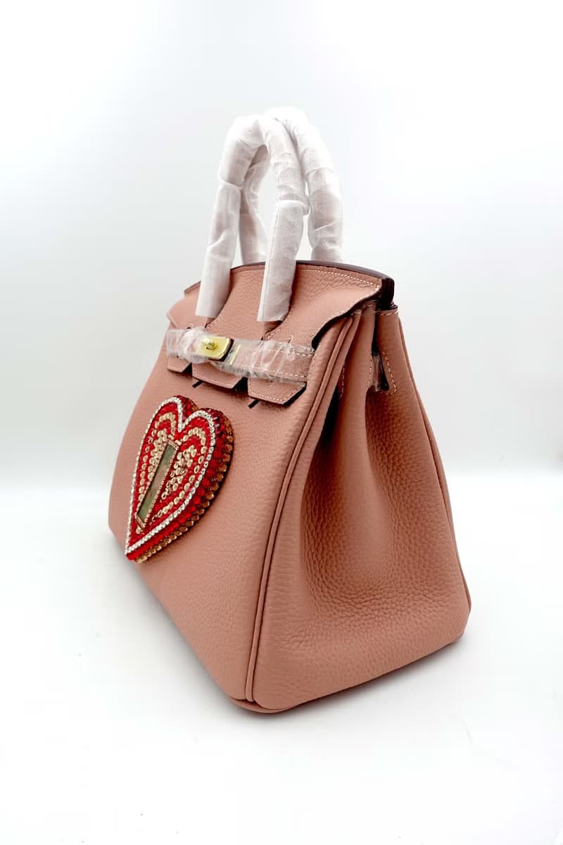 邱比特系列紅心施華洛水晶綴豆沙紅色牛皮手袋 TIMBEE LO手工飾品