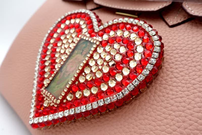 邱比特系列紅心施華洛水晶綴豆沙紅色牛皮手袋 TIMBEE LO手工飾品