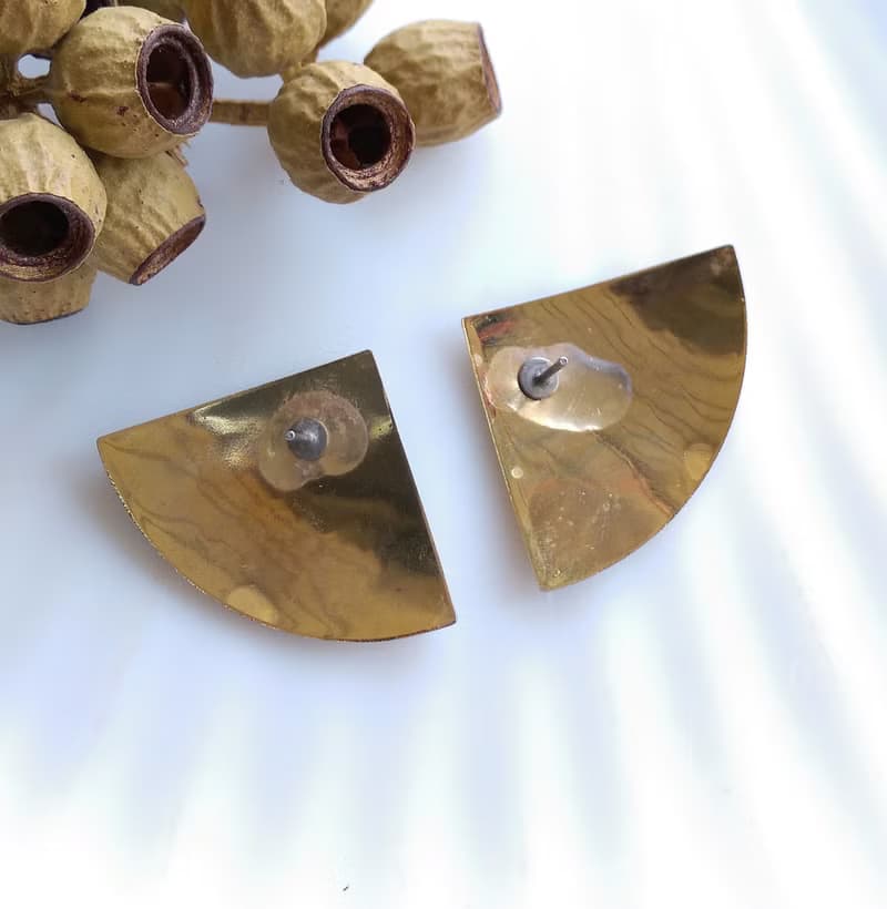 Vintage Jewelry 西洋古董飾品 景泰藍 藍底彩花  針式耳環