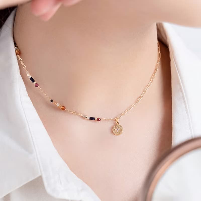 桃花 x 石榴石 藍金沙 拉長石 尖晶石【最孤獨的浪漫】兩戴式手鍊