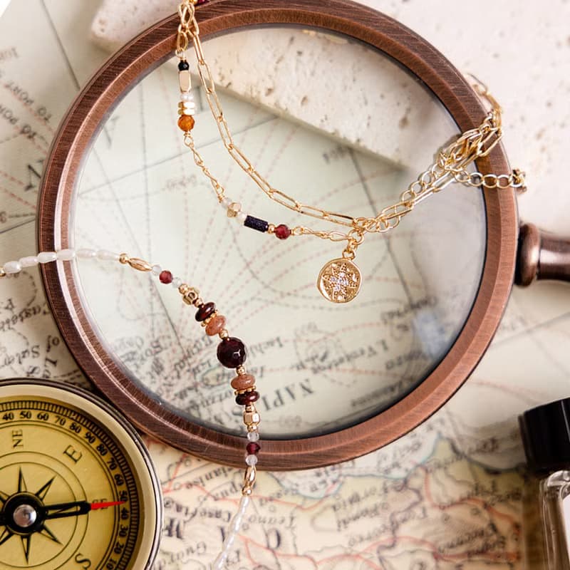 桃花 x 石榴石 藍金沙 拉長石 尖晶石【最孤獨的浪漫】兩戴式手鍊