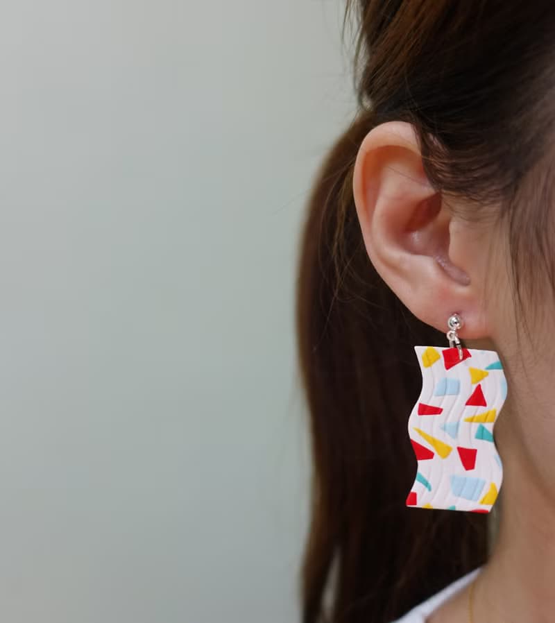 頑系列- 繽紛水磨石 手工軟陶耳環(可改夾) polymer clay earring