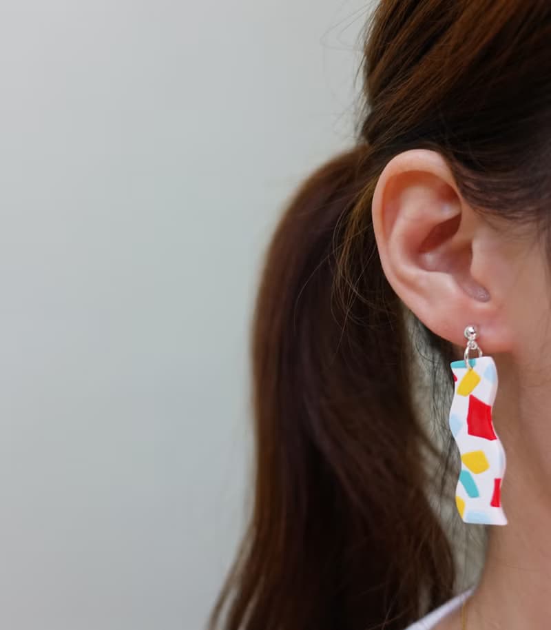 頑系列- 繽紛水磨石 手工軟陶耳環(可改夾) polymer clay earring