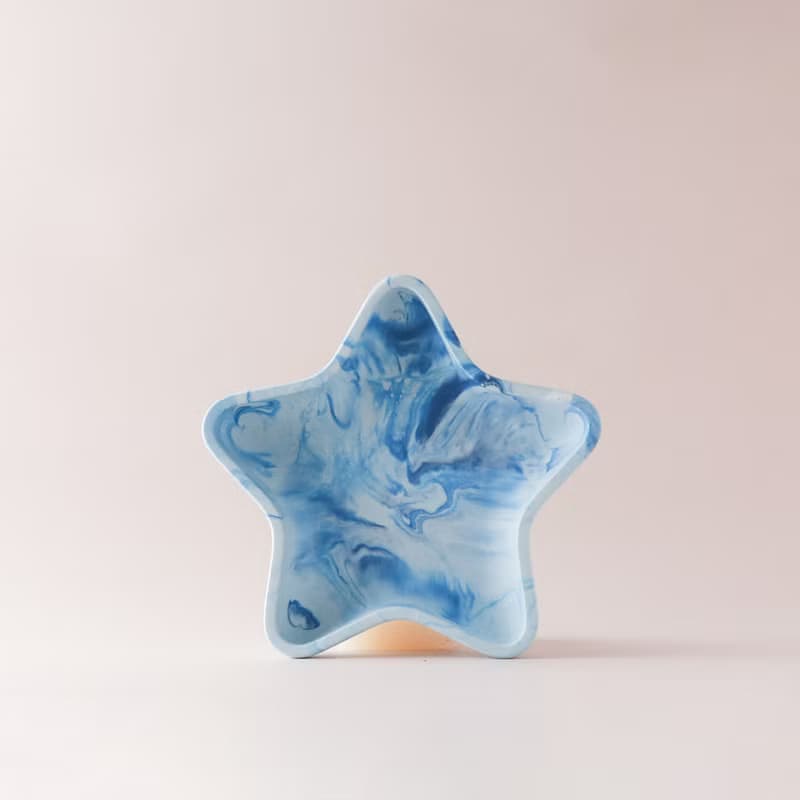 Jesmonite英國礦石樹脂/星星盤-藍色浪花大理石 交換禮物
