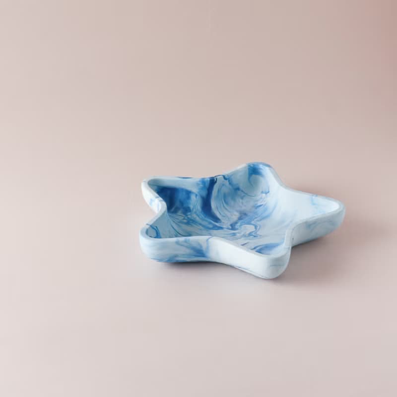 Jesmonite英國礦石樹脂/星星盤-藍色浪花大理石 交換禮物