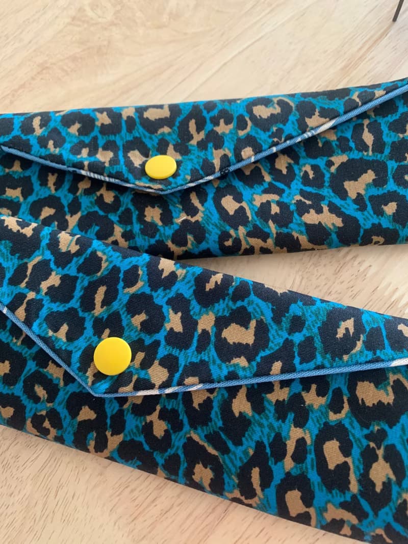 文青風環保純棉筷袋 神秘豹紋 質感湖水藍  日本 潮物 收納 手作