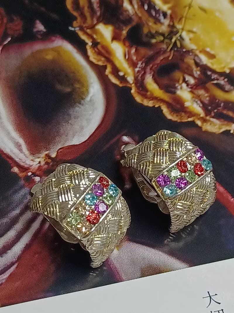 vintage jewelry  古董格紋萊茵夾式耳環