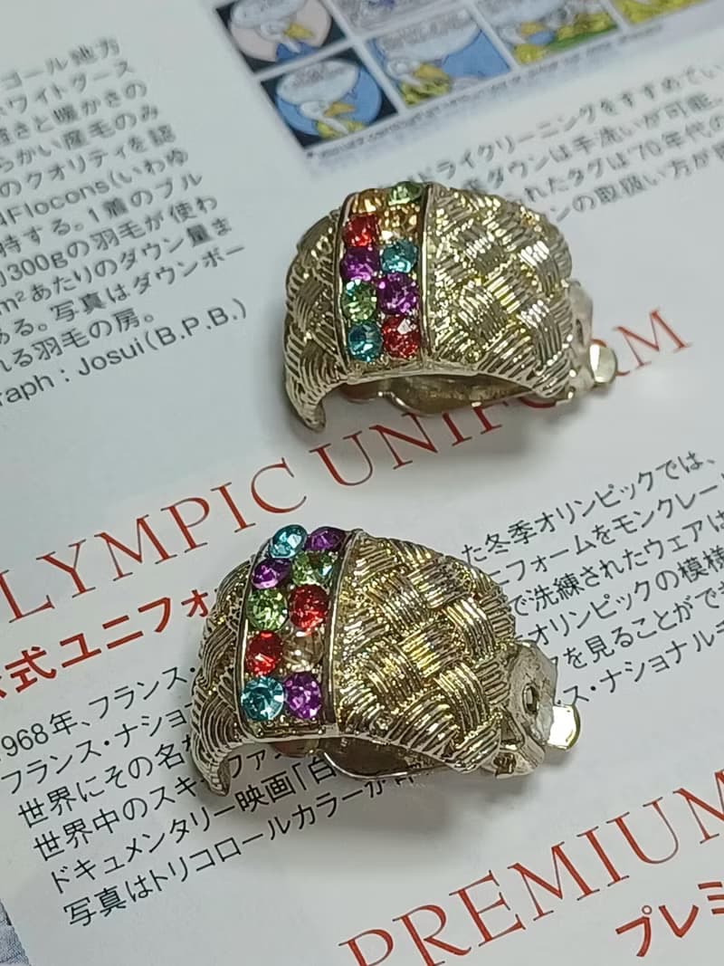 vintage jewelry  古董格紋萊茵夾式耳環