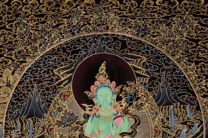 古董綠度母唐卡 - 啟蒙的象徵