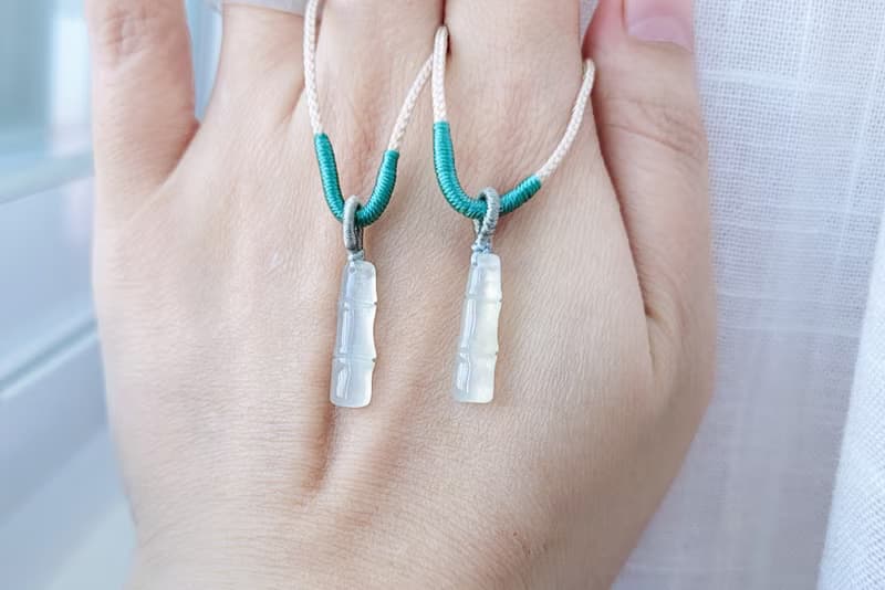 【親翠】天然翡翠 高冰起瑩剛仿真竹節小精品項鍊 | 種水超好