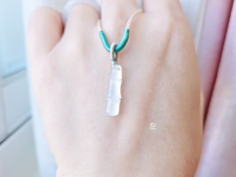 【親翠】天然翡翠 高冰起瑩剛仿真竹節小精品項鍊 | 種水超好