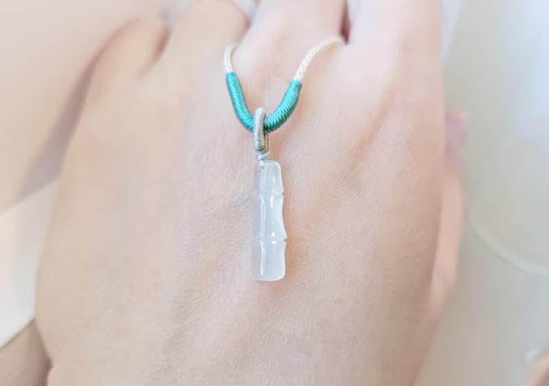 【親翠】天然翡翠 高冰起瑩剛仿真竹節小精品項鍊 | 種水超好