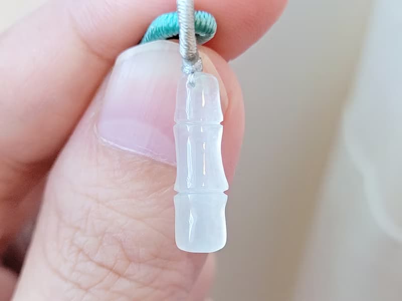 【親翠】天然翡翠 高冰起瑩剛仿真竹節小精品項鍊 | 種水超好