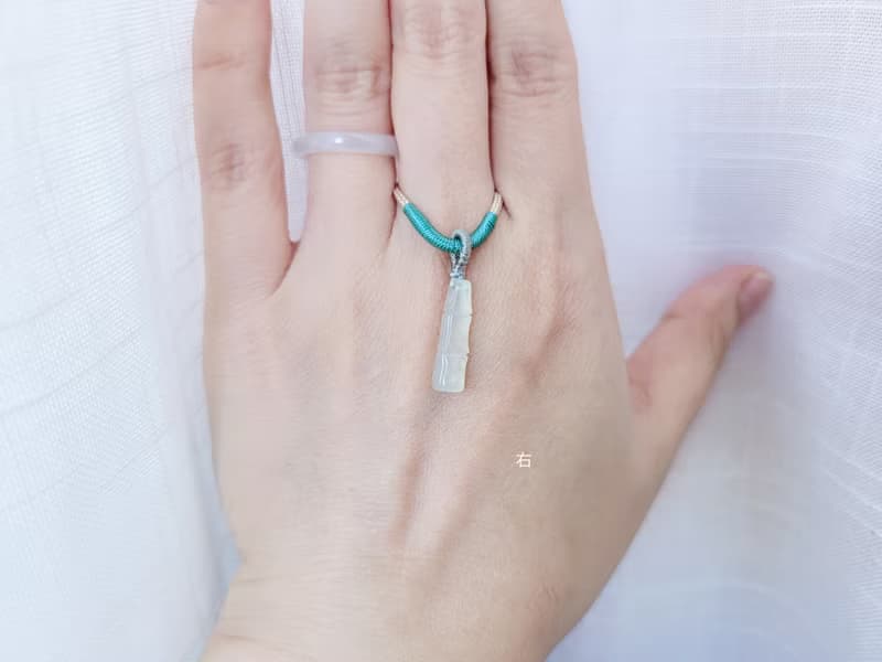 【親翠】天然翡翠 高冰起瑩剛仿真竹節小精品項鍊 | 種水超好