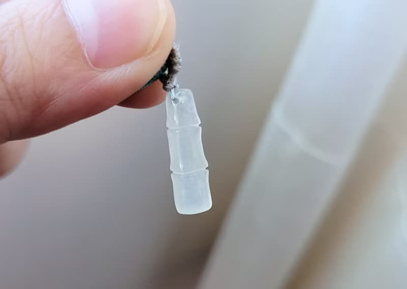 【親翠】天然翡翠 高冰起瑩剛仿真竹節小精品項鍊 | 種水超好