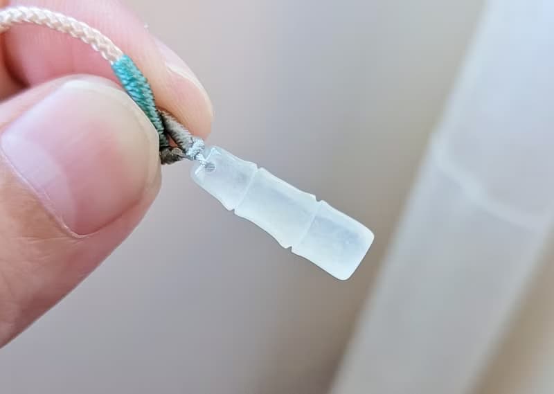 【親翠】天然翡翠 高冰起瑩剛仿真竹節小精品項鍊 | 種水超好