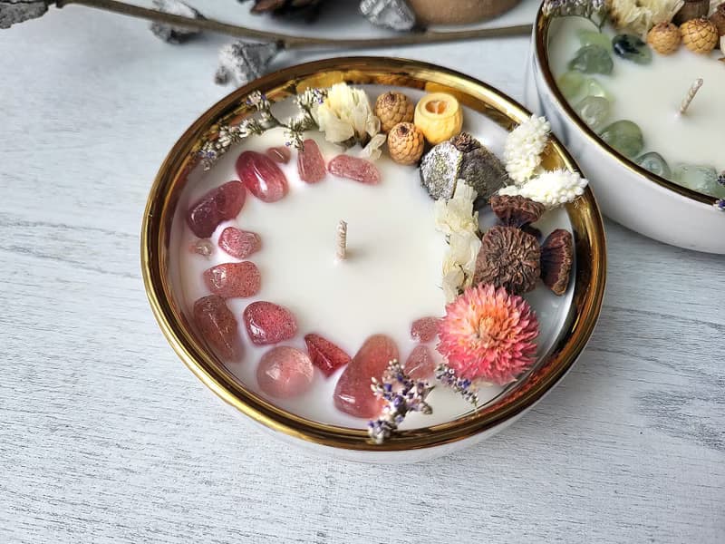 葡萄晶 大豆蠟燭乾燥花大理石碗 自選香味 生日禮物