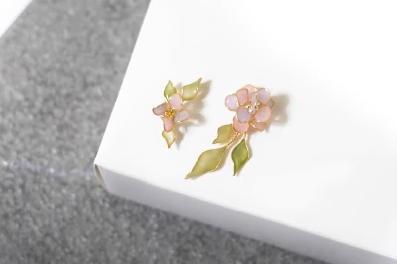 耳針x耳夾水晶花_拾花(粉紫)_光點飾品