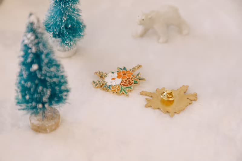 狐狸與花束徽章胸針 衣物別針 胸章 金屬徽章 包包扣