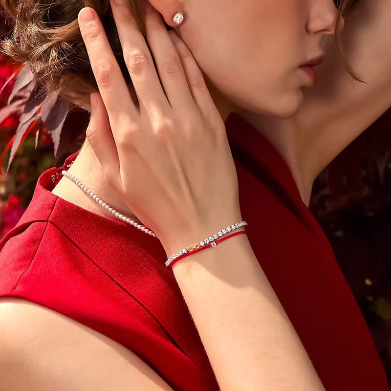 LA LIGNE ASSCHER FIL BRACELET RED PINK