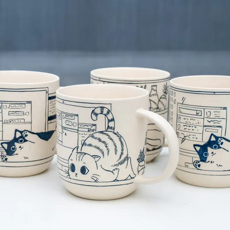 Cute Cat Coffee Mug Leisurely Cat 17oz Handmade Cat Mug Pottery Mug Cat Mug Gift
