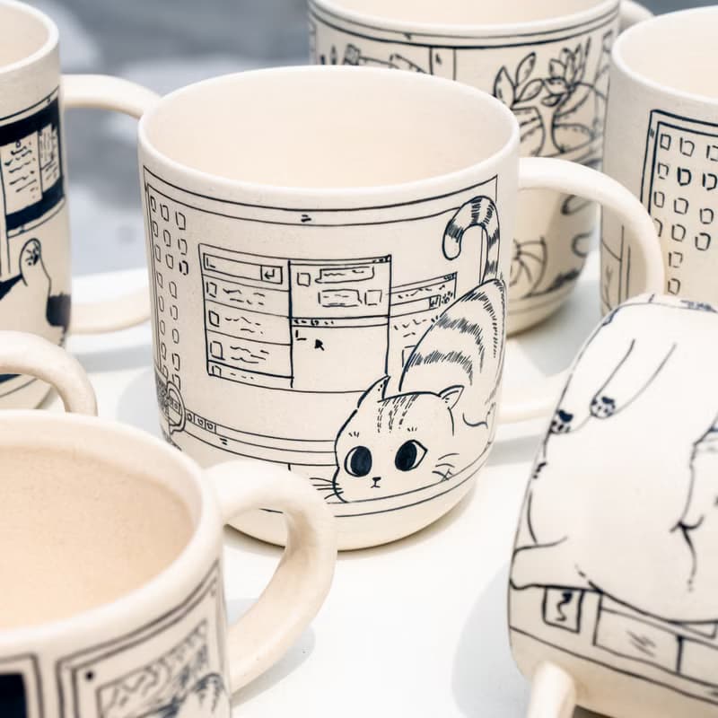 Cute Cat Coffee Mug Leisurely Cat 17oz Handmade Cat Mug Pottery Mug Cat Mug Gift