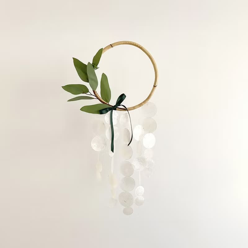 PRE-MADE| Brisbane Florist-Eucalyptus Wreath(L) |Shell Wind Chime Mobile| #0-622