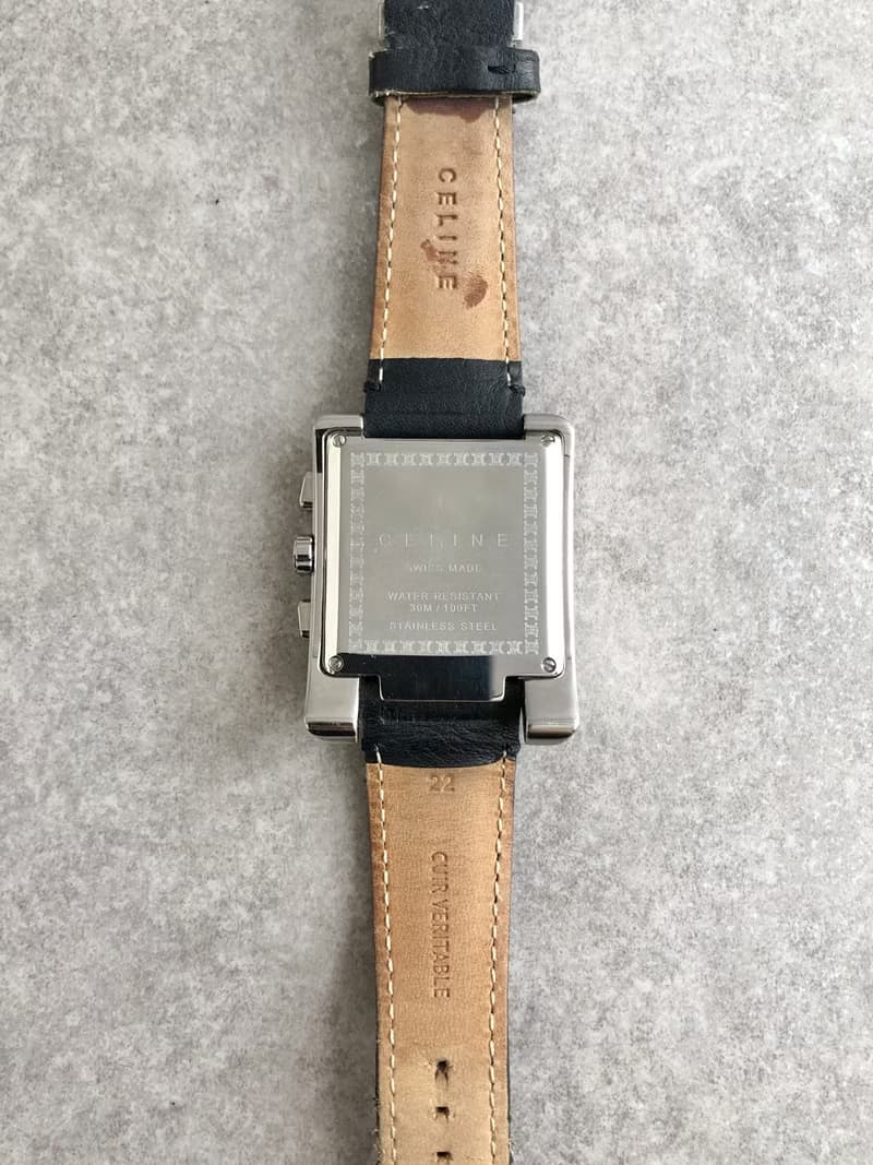 【 日本直送　名牌中古包 】CELINE セリーヌ 腕時計 ブラック クロノグラフ ブラゾン レザー クウォーツ vintage ヴィンテージ yvw3tu