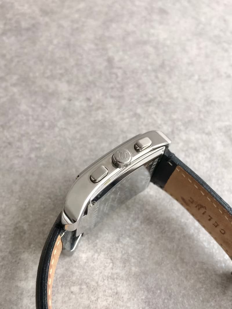 【 日本直送　名牌中古包 】CELINE セリーヌ 腕時計 ブラック クロノグラフ ブラゾン レザー クウォーツ vintage ヴィンテージ yvw3tu