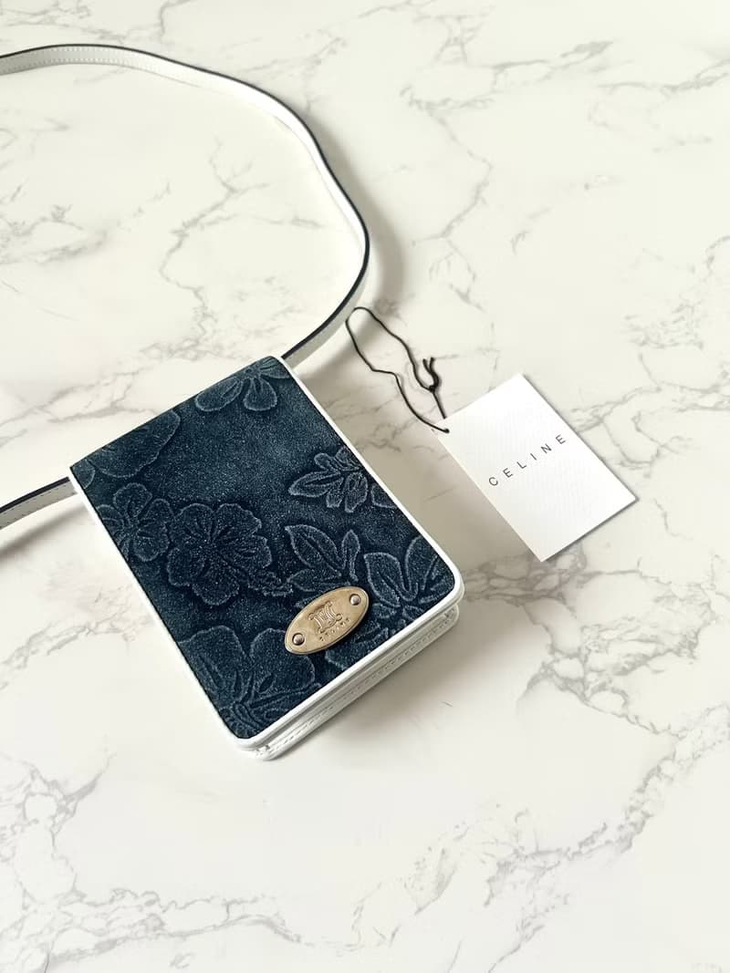 初夏優惠-中古二手Celine暗花WOC皮革側背孭單肩手袋錢包皮夾小包