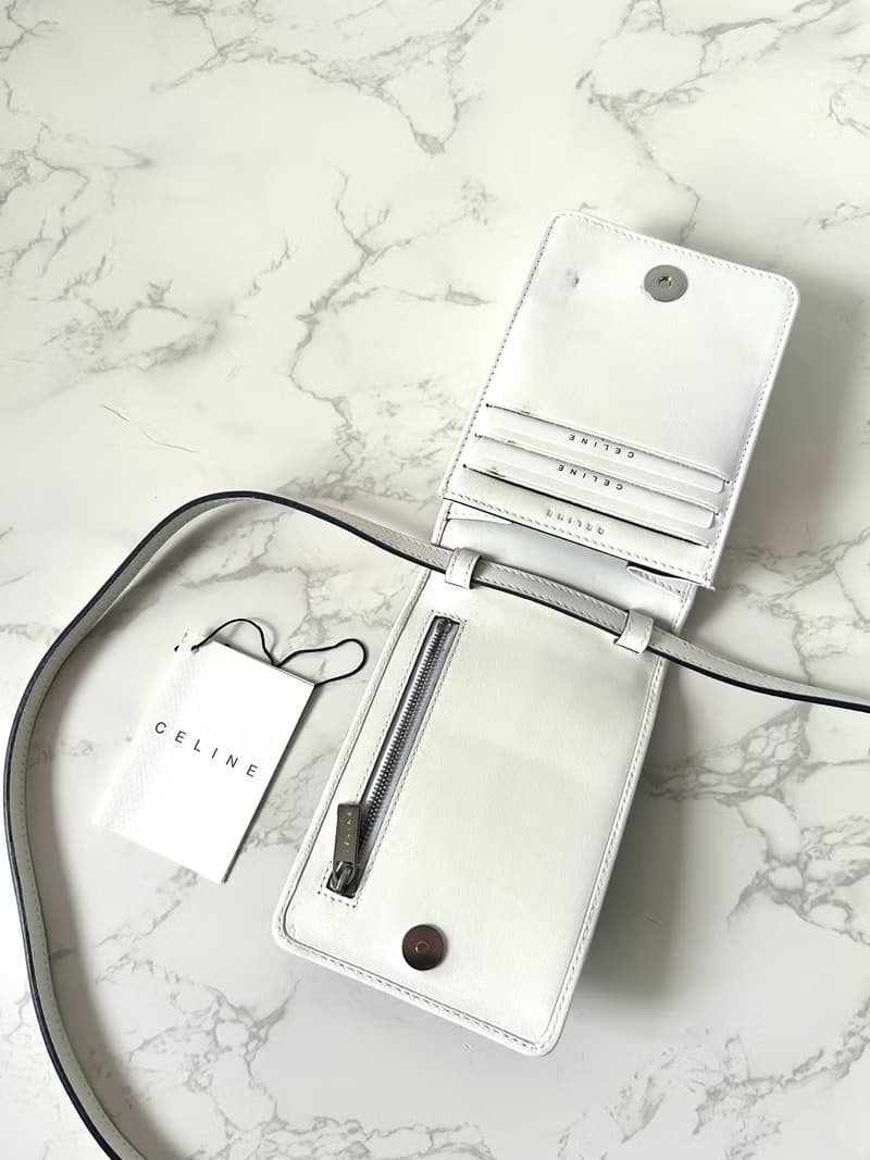 初夏優惠-中古二手Celine暗花WOC皮革側背孭單肩手袋錢包皮夾小包