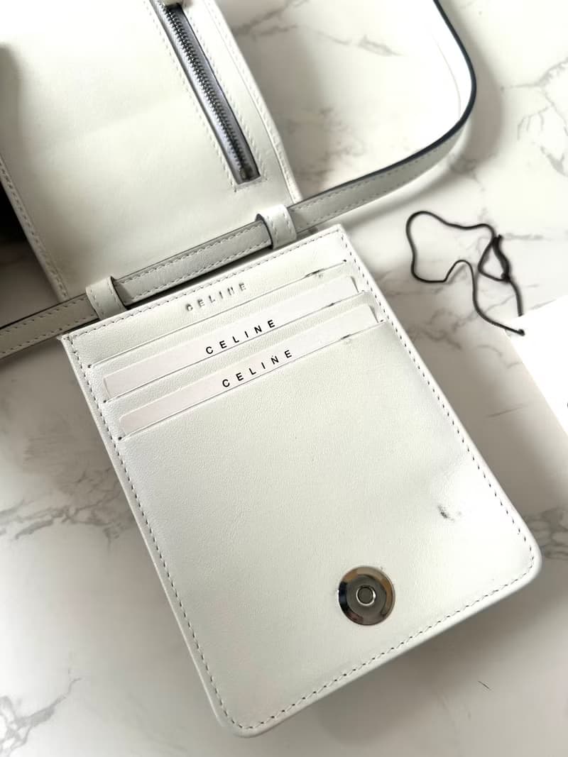 初夏優惠-中古二手Celine暗花WOC皮革側背孭單肩手袋錢包皮夾小包