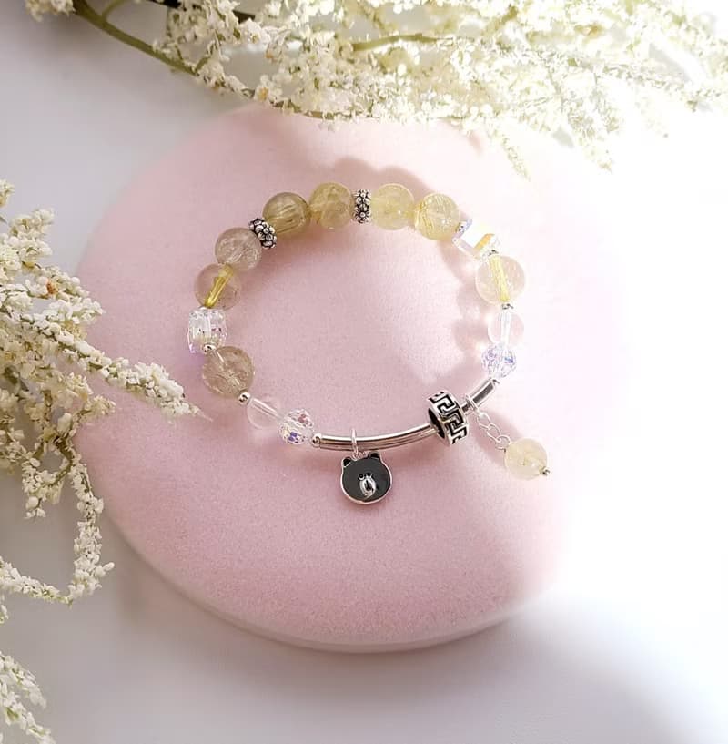 萌萌X財運 - 天然金髮晶手鍊/白水晶手鍊
