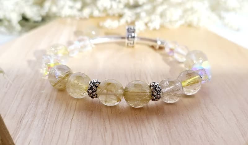 萌萌X財運 - 天然金髮晶手鍊/白水晶手鍊