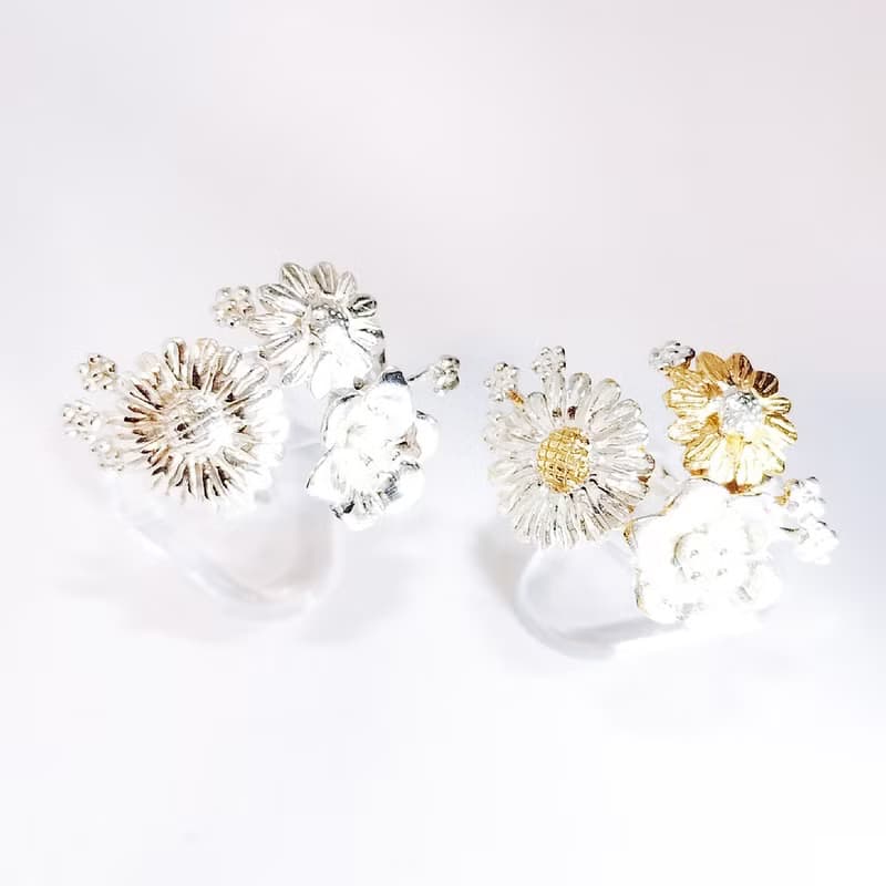 フリーサイズ ちいさなブーケのリング　MODEL　silver & goldplating by Gravi