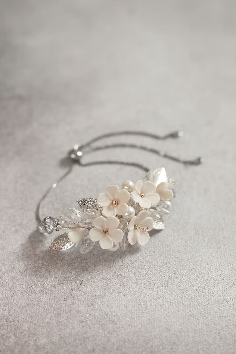 Flower bridal bracelet,necklace, earrings, Pearl wedding floral jewelry set