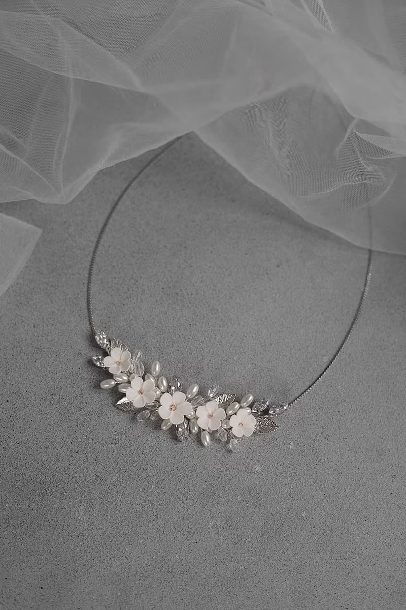 Flower bridal bracelet,necklace, earrings, Pearl wedding floral jewelry set