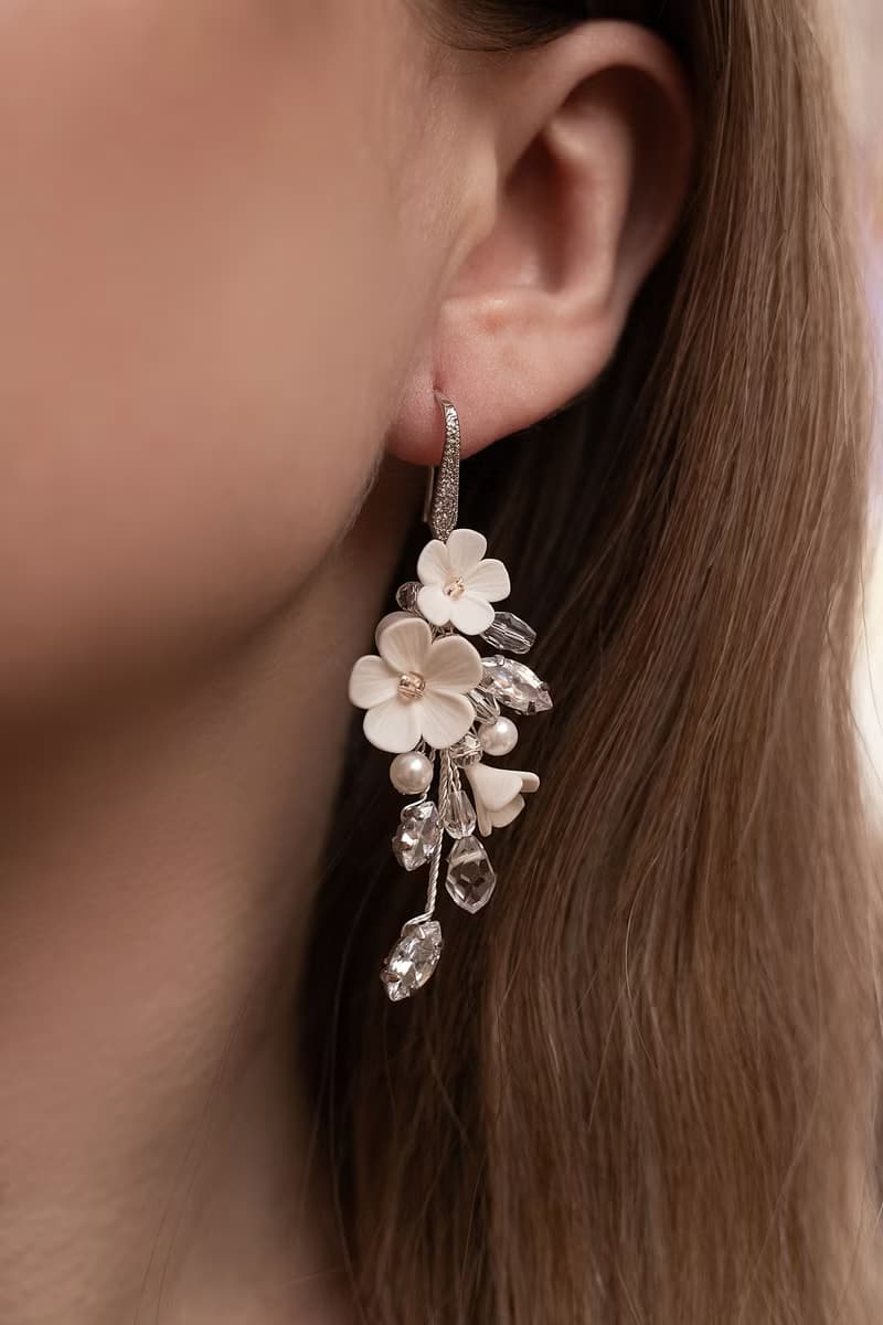 Flower bridal bracelet,necklace, earrings, Pearl wedding floral jewelry set