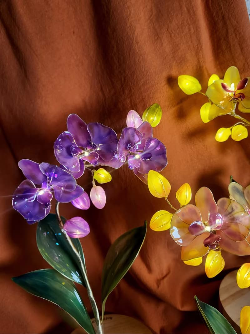 蘭花燈 • 沾浸藝術花【龍年•賀年別注】。小夜燈。生日禮物