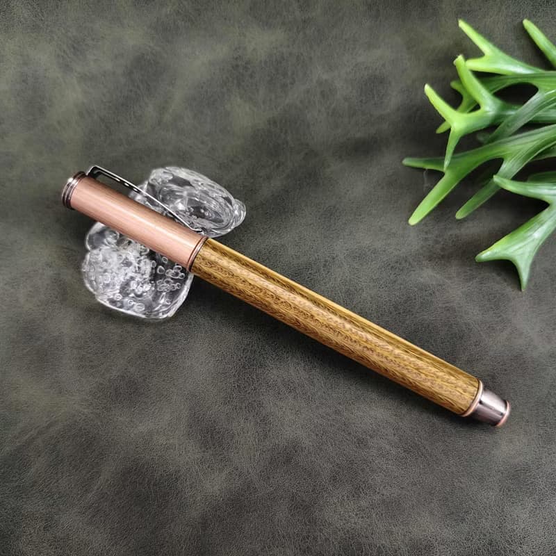 綠檀木 原木 手工筆 鋼珠筆( 拔蓋式)
