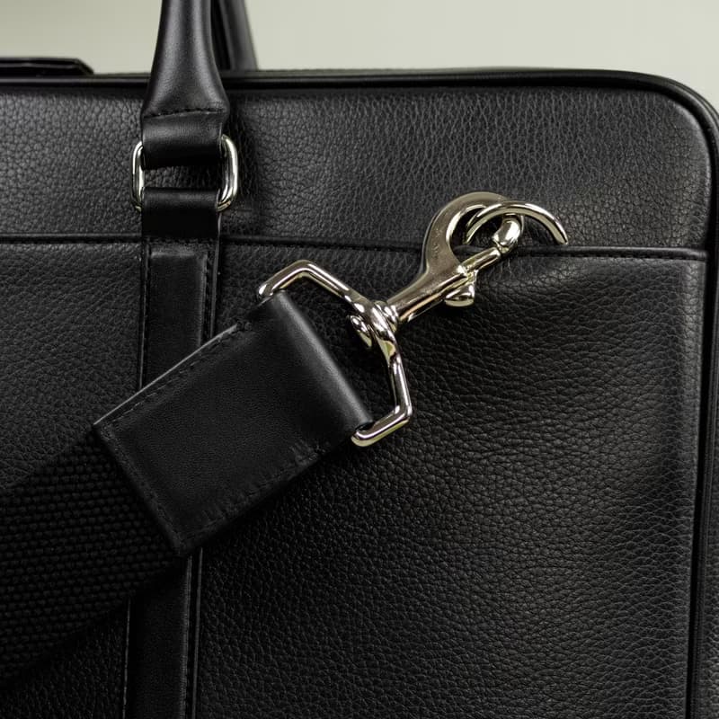 Slim Leather Briefcase Black for Men