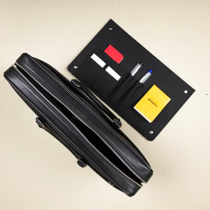 Slim Leather Briefcase Black for Men