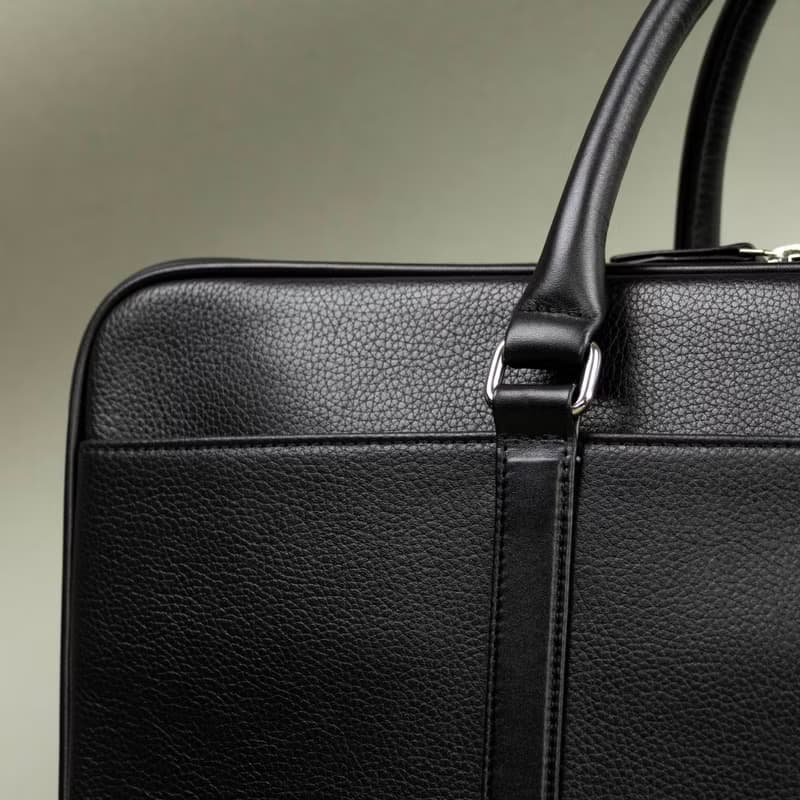 Slim Leather Briefcase Black for Men