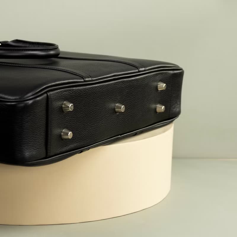 Slim Leather Briefcase Black for Men