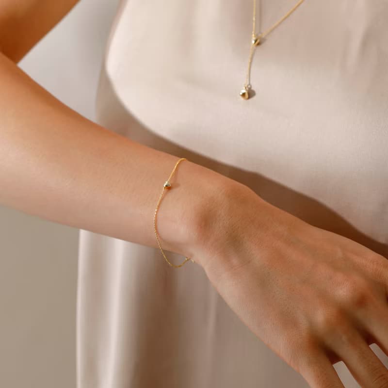 tiny heart bracelet GD ニッケルフリーブレスレット　小さなハートのブレスレット　ゴールド